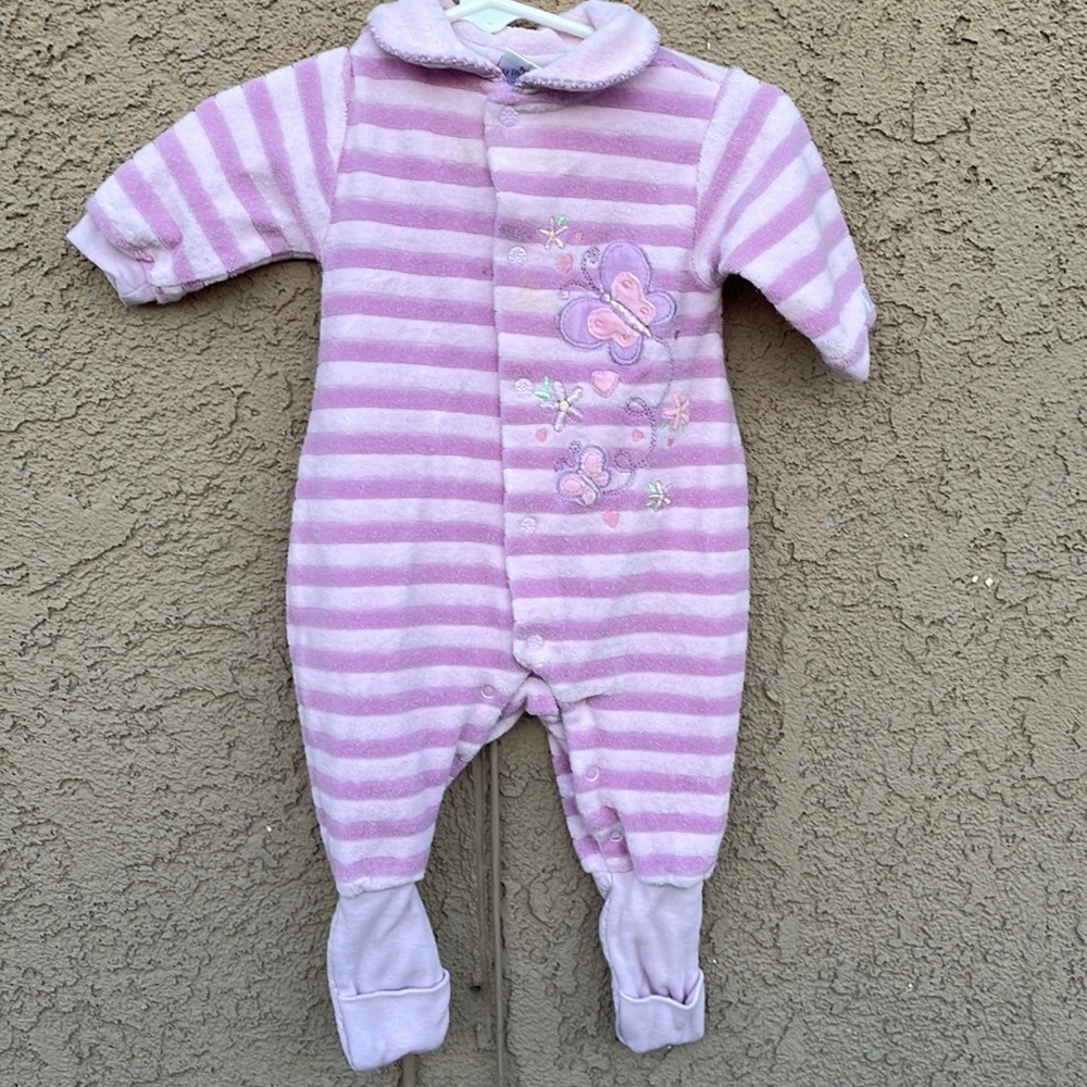Vintage Snugabye Convert A Foot Terry Cloth Sleeper Newborn Butterfly 0/3M